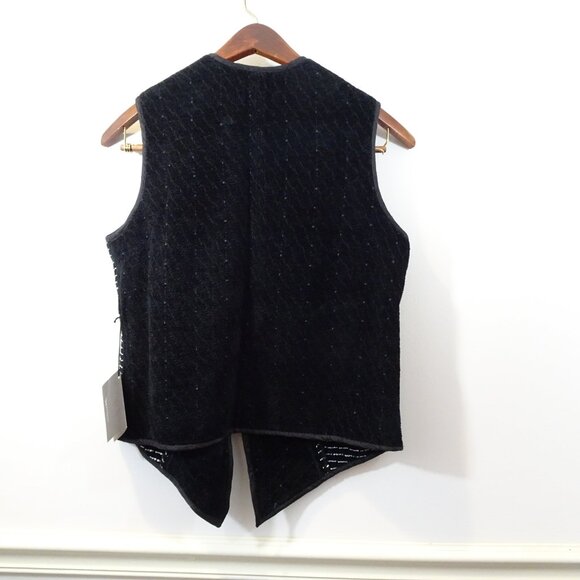 Laura Fisher-Bonvallet Beauxchenes Fibre Arts Chenille Vest Size 3 Black White - Picture 8 of 9